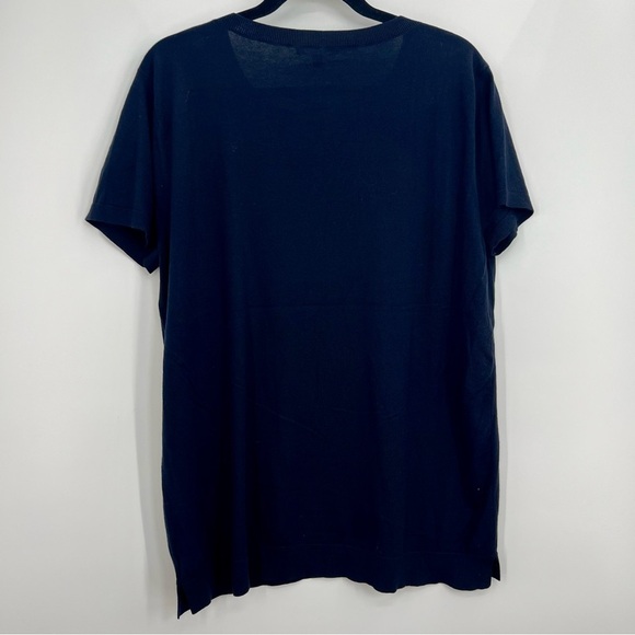 NWT Bonpoint Dapulu Navy Blue Short Sleeve Knit Sweater Pullover Top 3XL - Picture 2 of 7